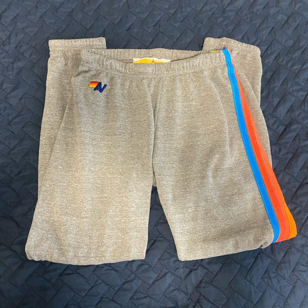Aviator Nation Neon Five-Stripe Grey Sweatpants